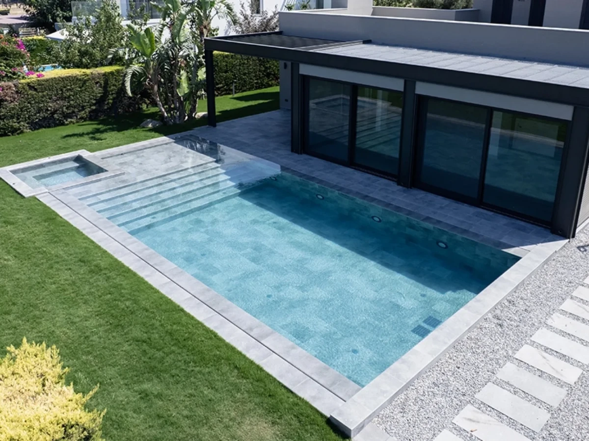 Antique Grey Çeşme Villa Pool Project