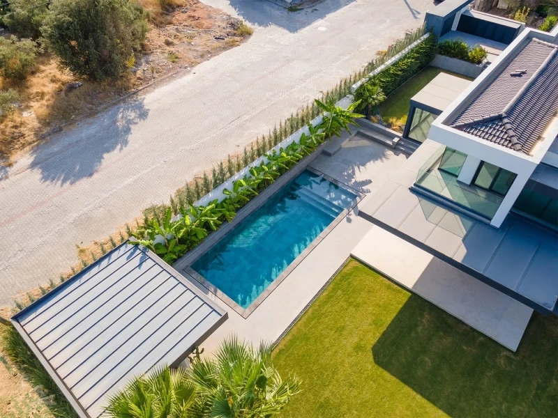 Çeşme Antique Grey Villa Pool Project
